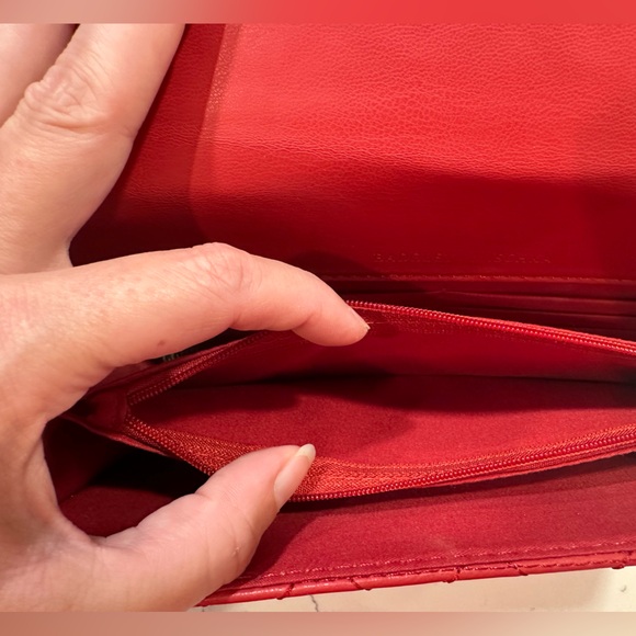 Badgley Mischka Quilted Crossbody Bag Designer Purse with Studs; Color - Red - Picture 6 of 7